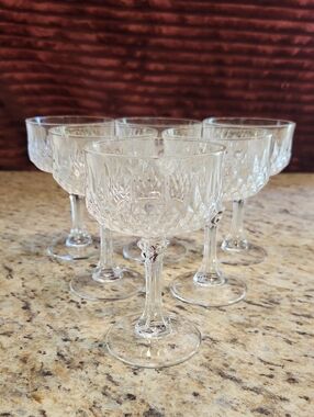 Cristal d'Arques Longchamp Champagne/Sherbert Glasses/Goblets Set Of 6
